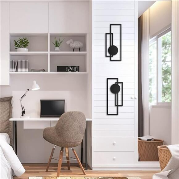 Metal Abstract Wall Art Set Minimalist Geometric Line Decor for Living Room - Picture 5 of 7